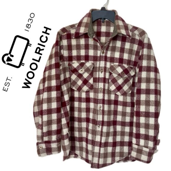 WOOLRICH VTG 70’s PLAID THICK WOOL BLEND LONG SLEEVE SHIRT MADE IN USA SZ M - Picture 1 of 16